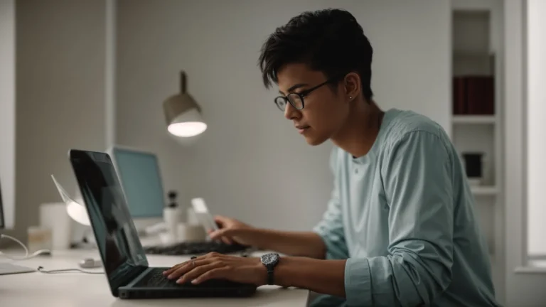 a person sitting at a computer, browsing a health website.